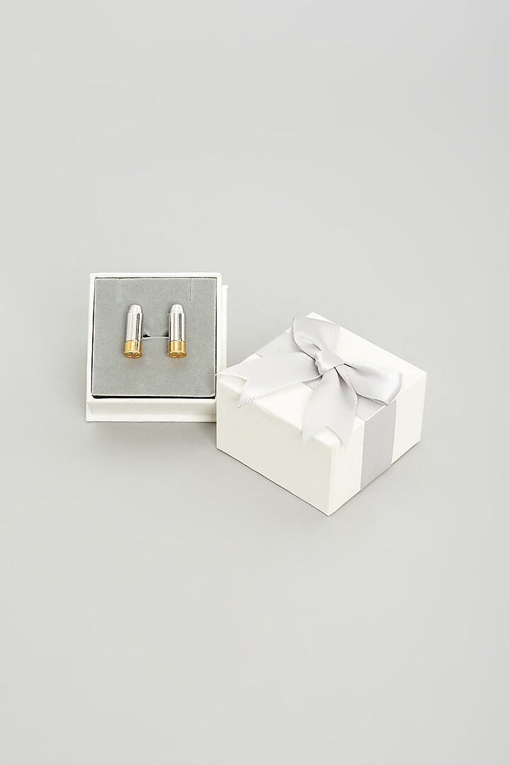 Silver Bullet Cufflinks (Set Of 2) by Prateek Munjal at Pernia's Pop Up Shop