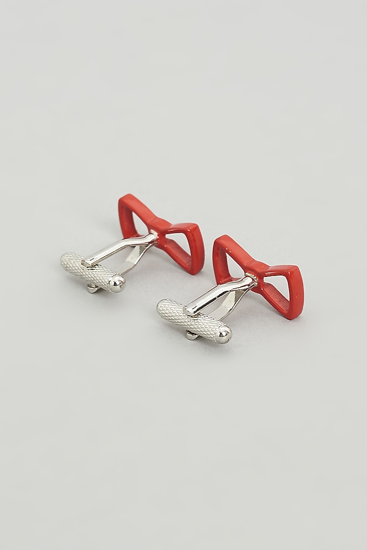 Red Bow Cufflinks (Set Of 2) by Prateek Munjal at Pernia's Pop Up Shop