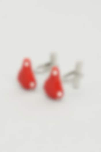 Red Dotted Cufflinks (Set Of 2) by KUSTOMEYES at Pernia's Pop Up Shop