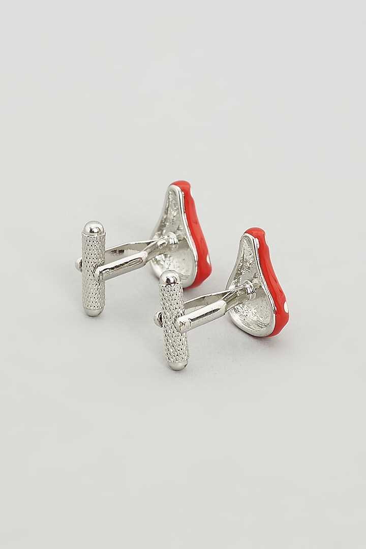 Red Dotted Cufflinks (Set Of 2) by Prateek Munjal at Pernia's Pop Up Shop
