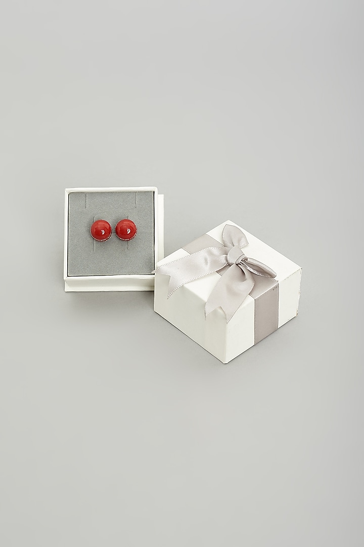 Red Metal Cufflinks (Set Of 2) by Prateek Munjal at Pernia's Pop Up Shop