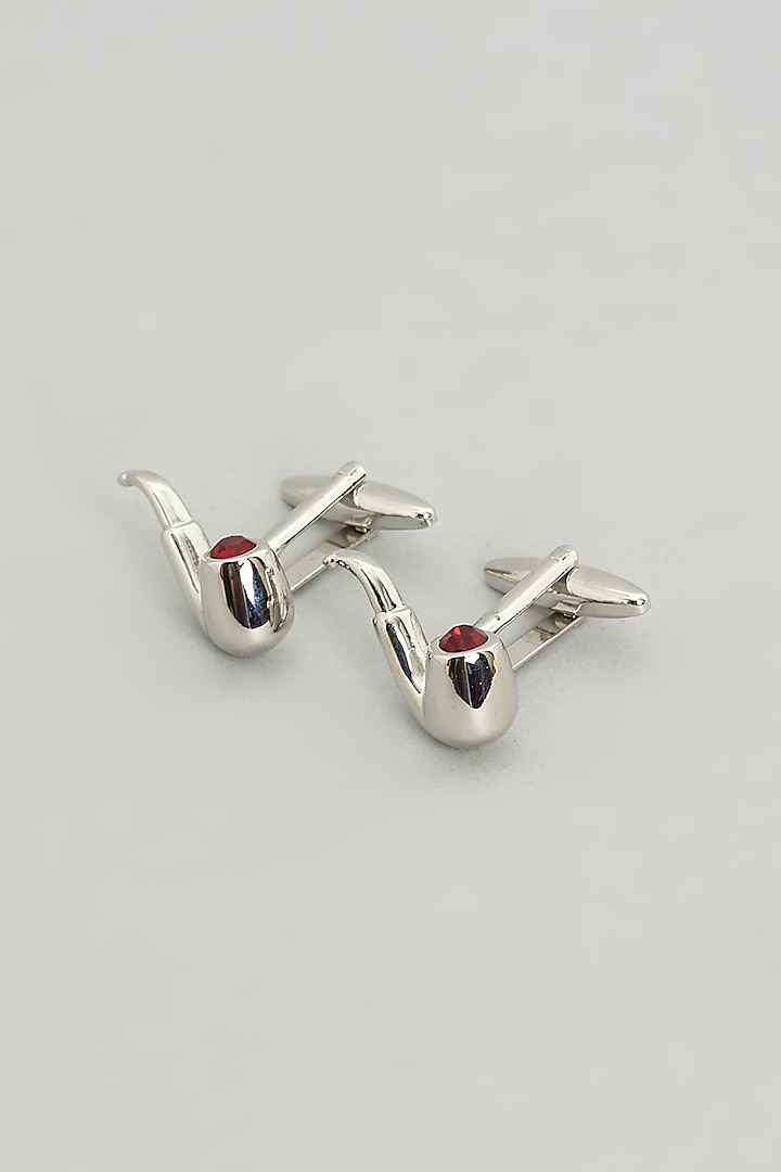 Silver Tobacco Pipe Cufflinks (Set Of 2) by KUSTOMEYES