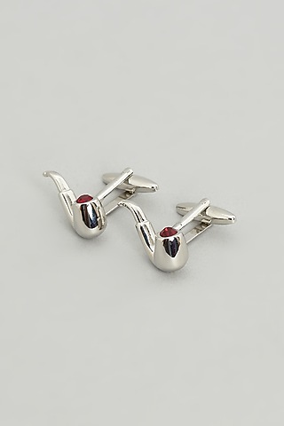 Silver Tobacco Pipe Cufflinks (Set Of 2) by Prateek Munjal