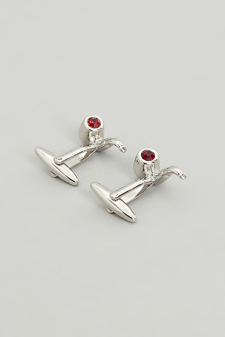 Silver Tobacco Pipe Cufflinks (Set Of 2) by Prateek Munjal at Pernia's Pop Up Shop