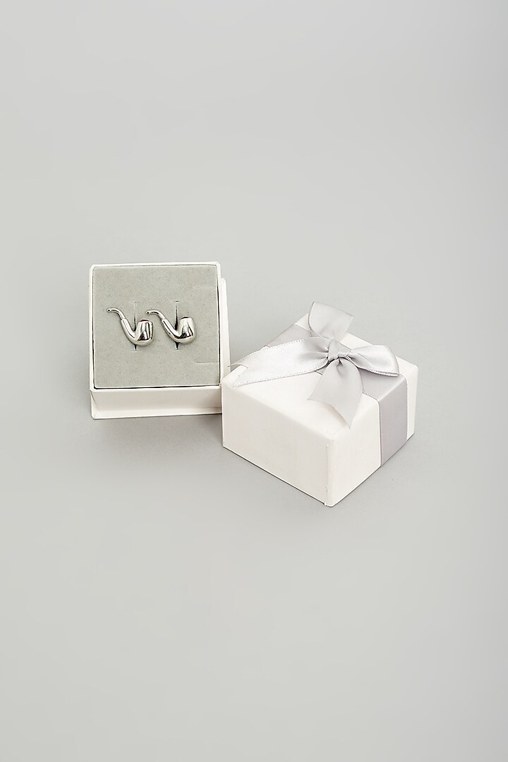 Silver Tobacco Pipe Cufflinks (Set Of 2) by Prateek Munjal at Pernia's Pop Up Shop