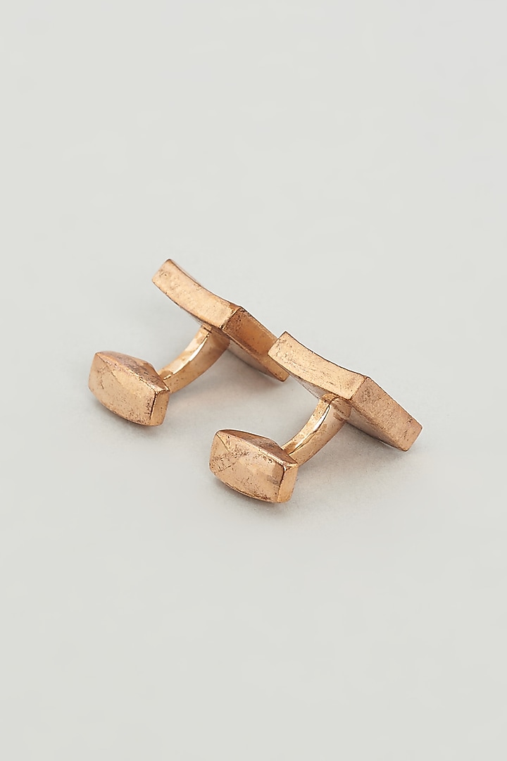Gold Square Cufflinks (Set Of 2) by Prateek Munjal at Pernia's Pop Up Shop