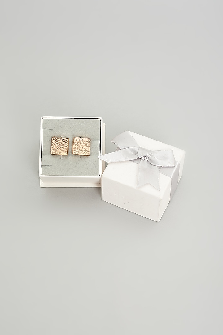 Gold Square Cufflinks (Set Of 2) by Prateek Munjal at Pernia's Pop Up Shop