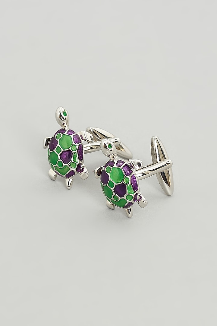 Green Turtle Cufflinks (Set Of 2) by KUSTOMEYES