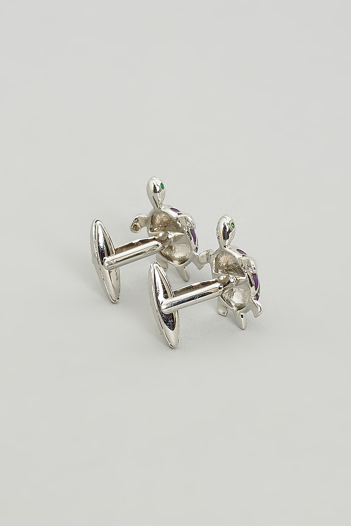 Green Turtle Cufflinks (Set Of 2) by Prateek Munjal at Pernia's Pop Up Shop