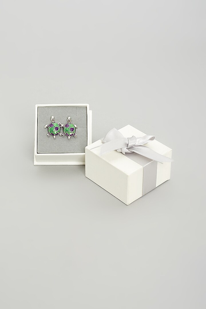 Green Turtle Cufflinks (Set Of 2) by Prateek Munjal at Pernia's Pop Up Shop