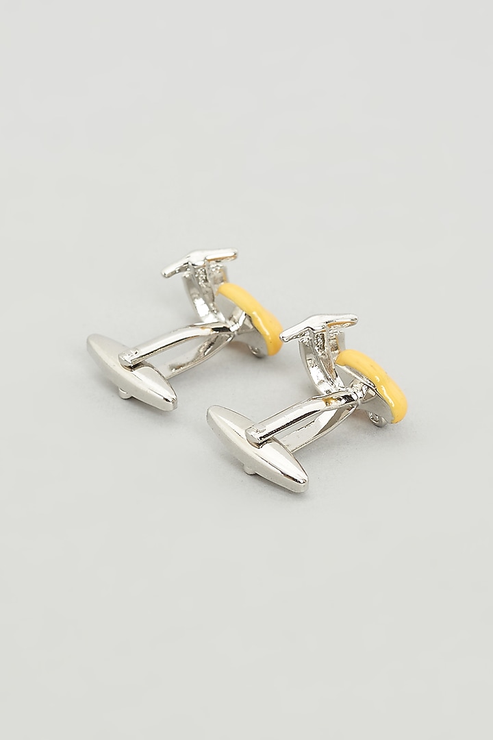 Yellow Scooter Cufflinks (Set Of 2) by Prateek Munjal at Pernia's Pop Up Shop