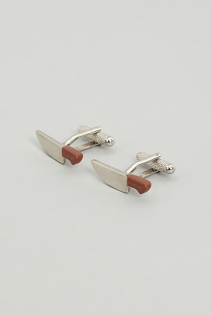 Silver Knife Cufflinks (Set Of 2) by KUSTOMEYES