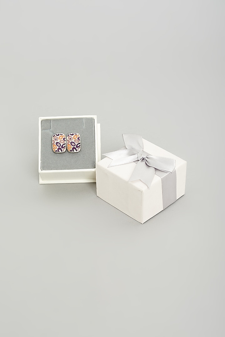 Orange & Purple Cufflinks (Set Of 2) by Prateek Munjal at Pernia's Pop Up Shop