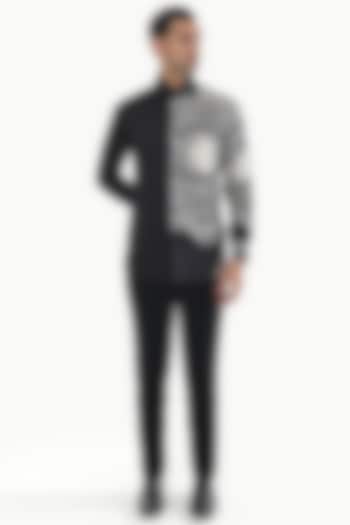 Black Cotton Printed Party Wear Shirt by KUSTOMEYES at Pernia's Pop Up Shop