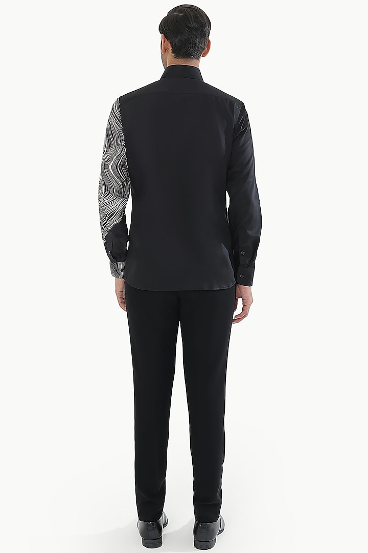 Black Cotton Printed Party Wear Shirt by Prateek Munjal at Pernia's Pop Up Shop