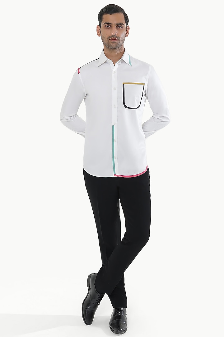 White Cotton Party Wear Shirt by KUSTOMEYES at Pernia's Pop Up Shop