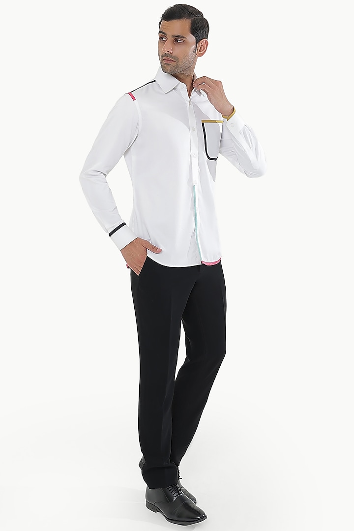 White Cotton Party Wear Shirt by Prateek Munjal at Pernia's Pop Up Shop