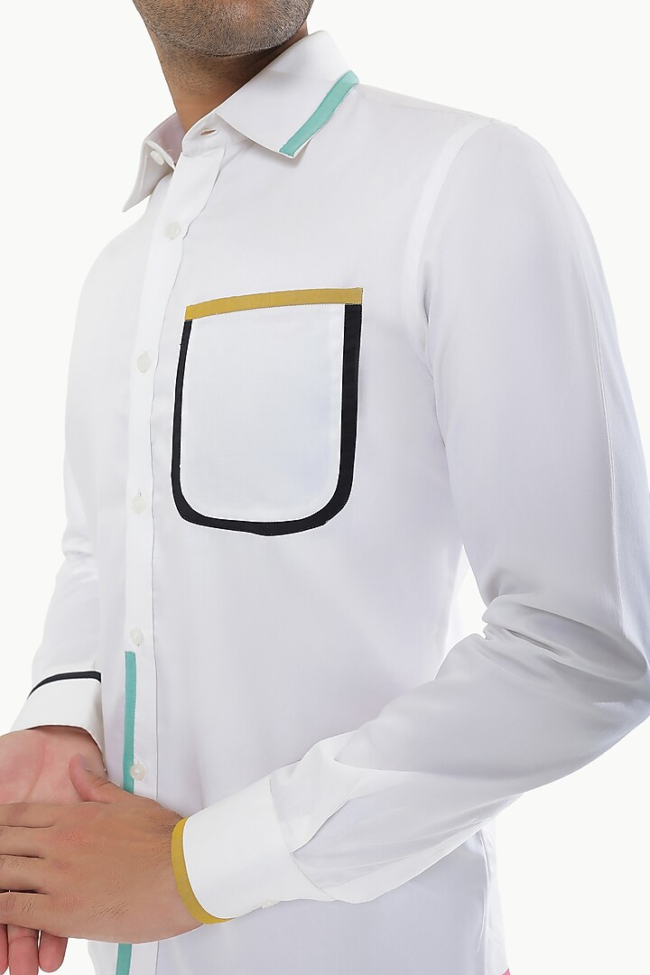 White Cotton Party Wear Shirt by Prateek Munjal at Pernia's Pop Up Shop