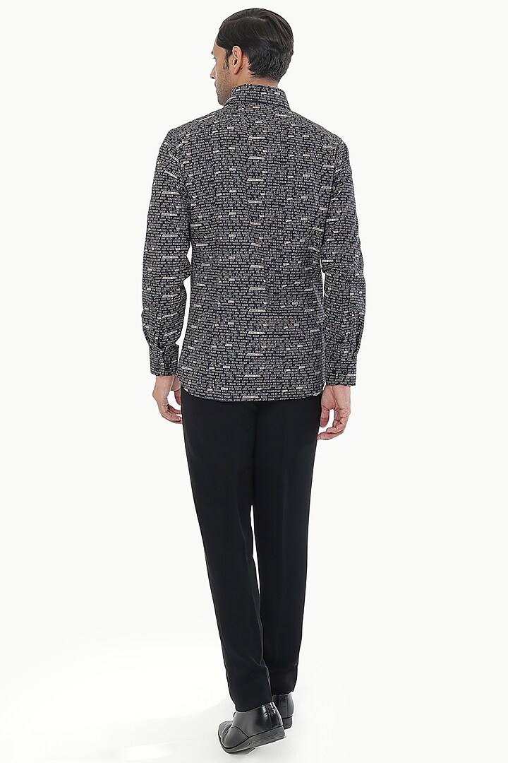 Cream Cotton Printed Party Wear Shirt by Prateek Munjal at Pernia's Pop Up Shop