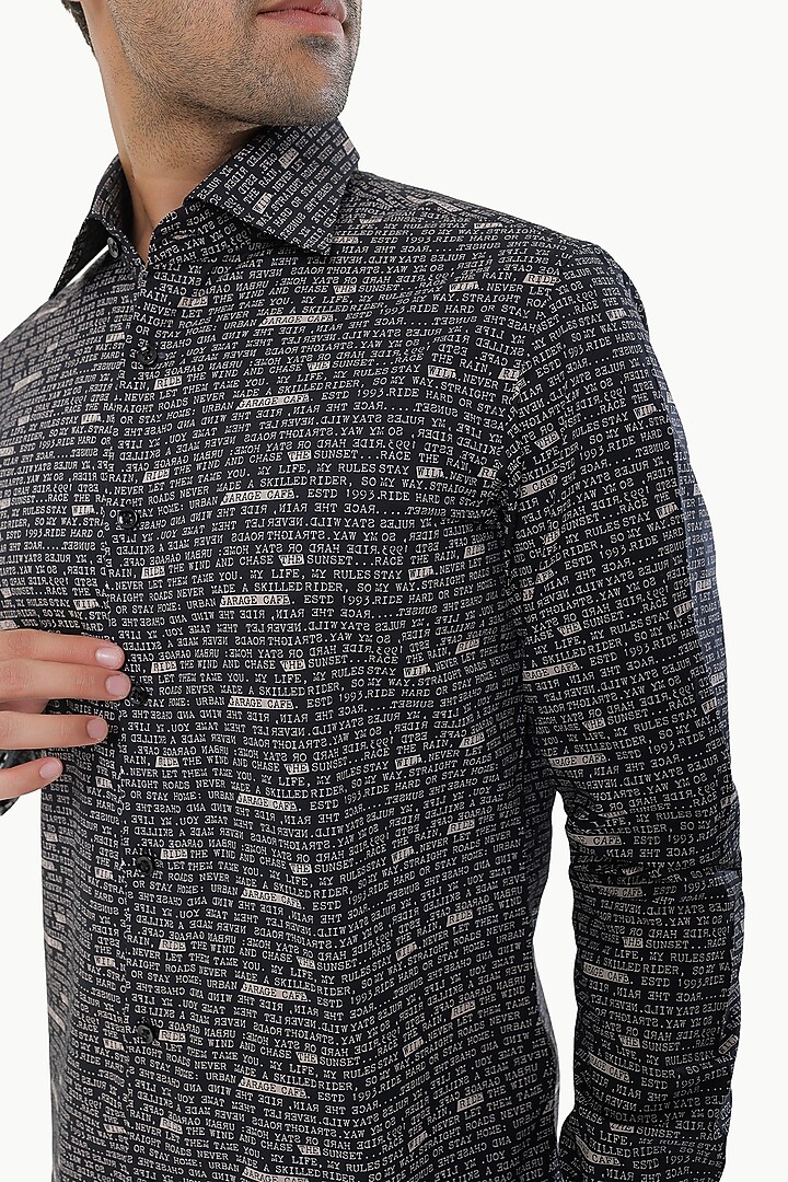 Cream Cotton Printed Party Wear Shirt by Prateek Munjal at Pernia's Pop Up Shop