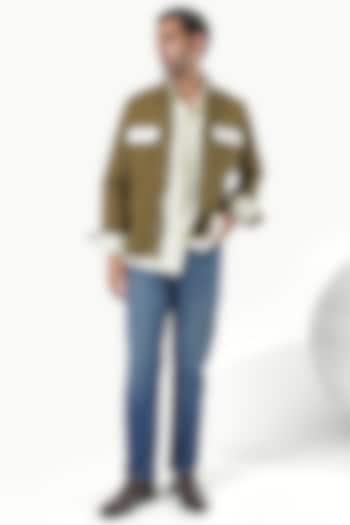 Olive Green Cotton Bomber Jacket by KUSTOMEYES