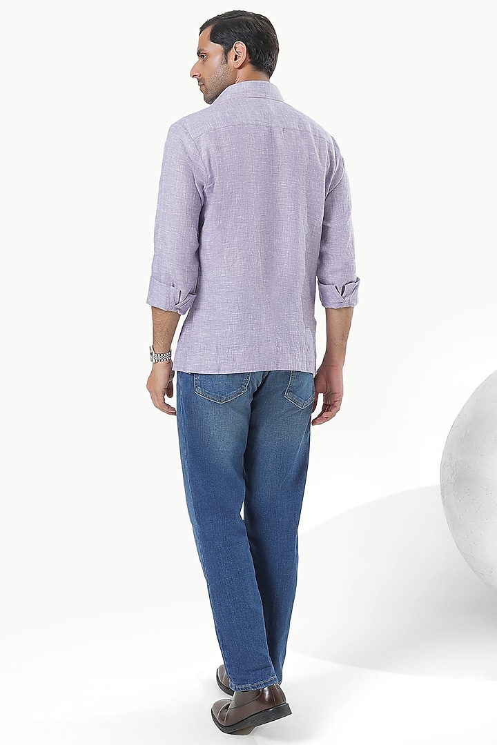Mauve Pure Linen Party Wear Shirt by Prateek Munjal at Pernia's Pop Up Shop