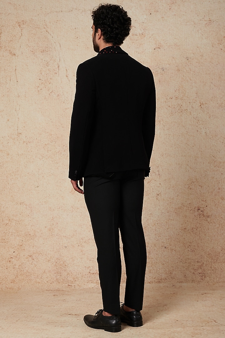 Black Swarovski Embroidered Tuxedo Set by Prateek Munjal at Pernia's Pop Up Shop
