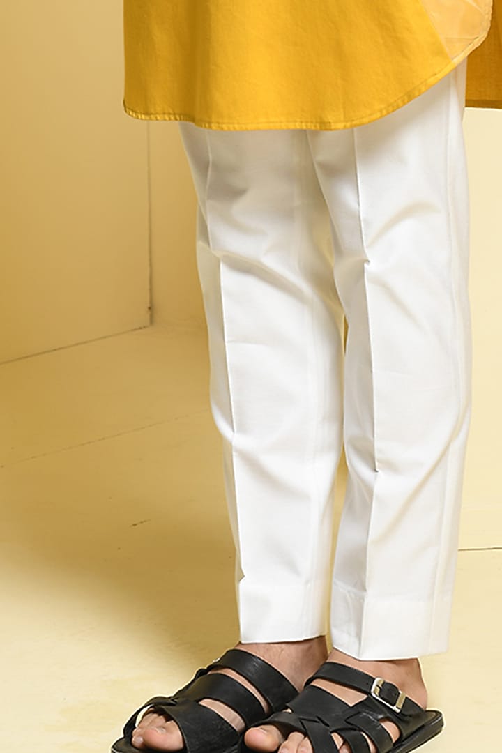 Mustard Yellow Cotton Kurta Set by Prateek Munjal at Pernia's Pop Up Shop