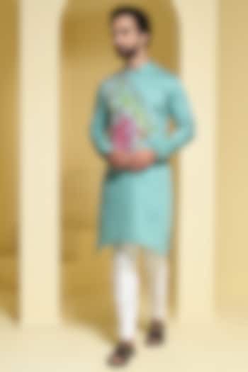 Pastel Green Cotton Kurta Set by Prateek Munjal at Pernia's Pop Up Shop