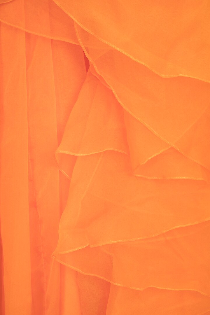 Fire Orange Embroidered Wedding Lehenga Set by Kashmiraa at Pernia's Pop Up Shop