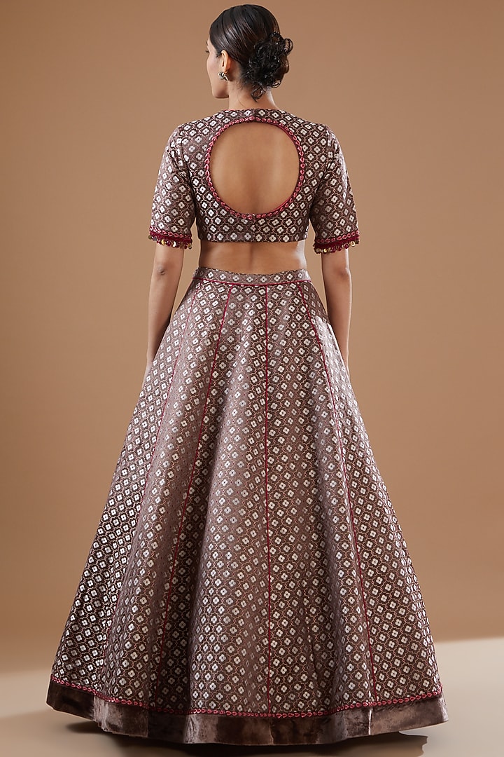 Light Brown Silk Brocade Bridal Lehenga Set by Kshitij Jalori at Pernia's Pop Up Shop