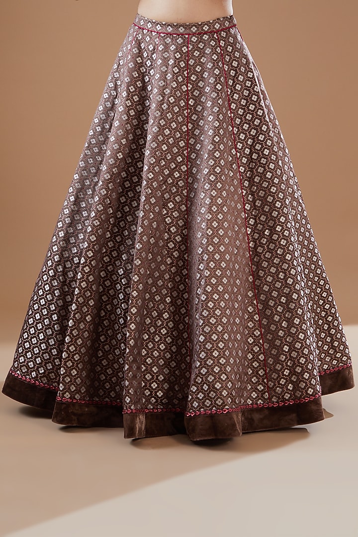 Light Brown Silk Brocade Bridal Lehenga Set by Kshitij Jalori at Pernia's Pop Up Shop
