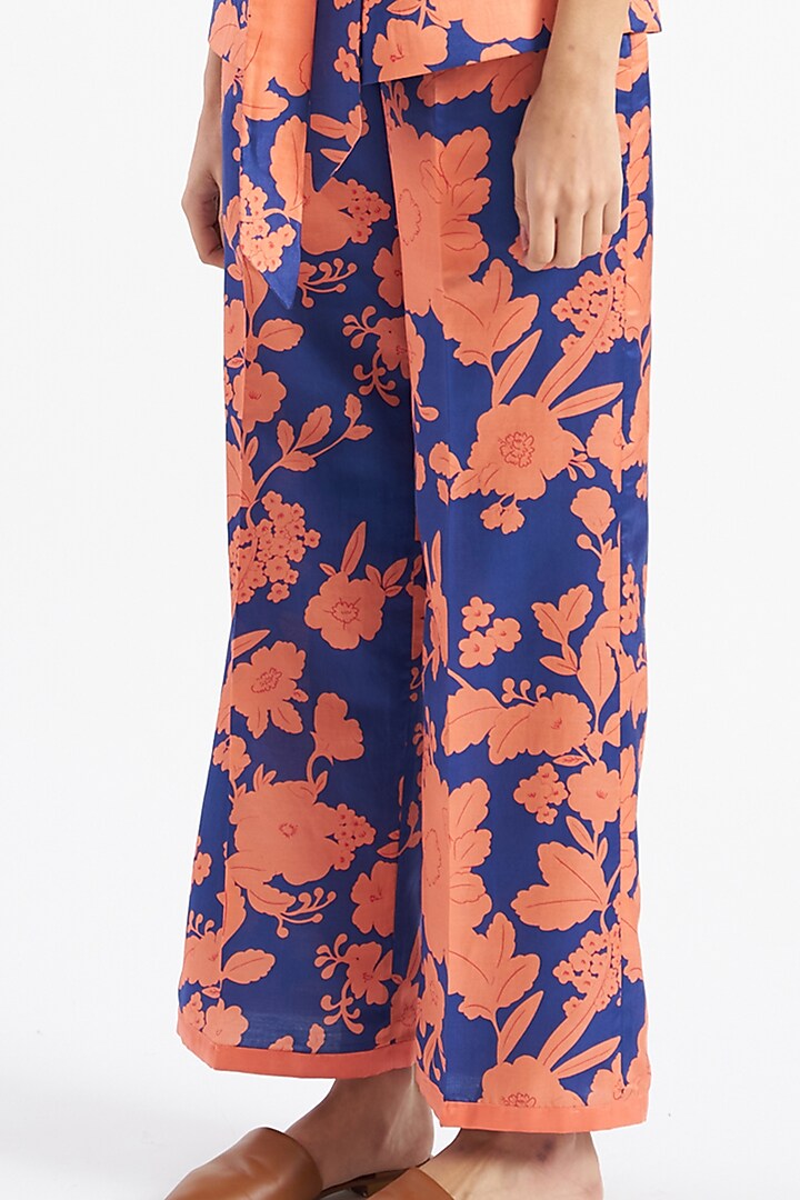Dark Blue Printed Jacket Set by Kshitij Jalori at Pernia's Pop Up Shop