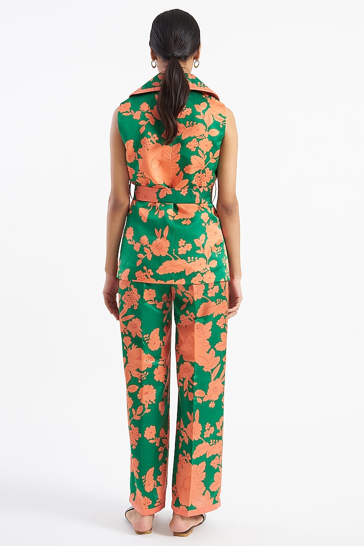 Peridot Green Printed Jacket Set by Kshitij Jalori at Pernia's Pop Up Shop