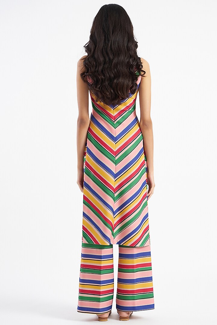 Multi-Colored Italian Jersey Kurta Set by Kshitij Jalori at Pernia's Pop Up Shop