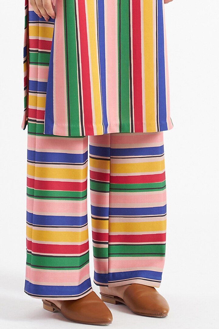 Multi-Colored Italian Jersey Kurta Set by Kshitij Jalori at Pernia's Pop Up Shop