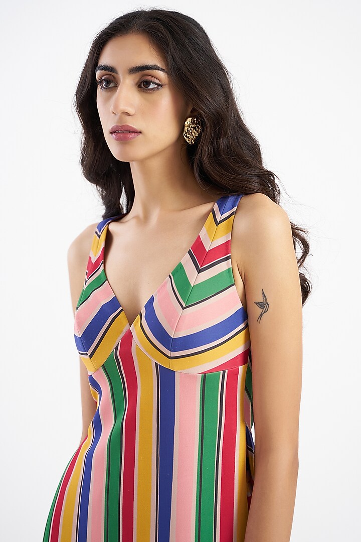 Multi-Colored Italian Jersey Kurta Set by Kshitij Jalori at Pernia's Pop Up Shop
