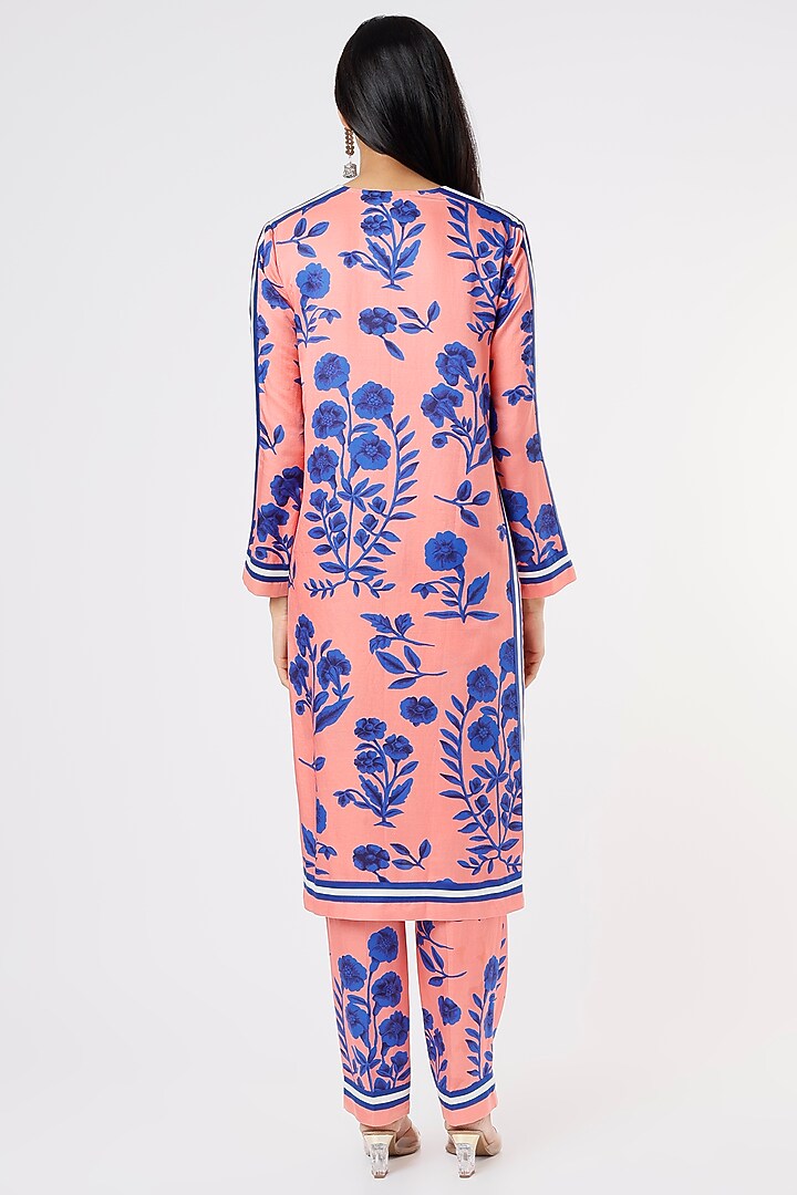 Peach Printed Kurta Set by Kshitij Jalori at Pernia's Pop Up Shop