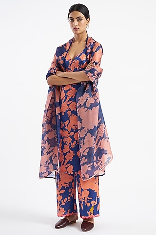 Violet Printed Pali Dupatta by Kshitij Jalori