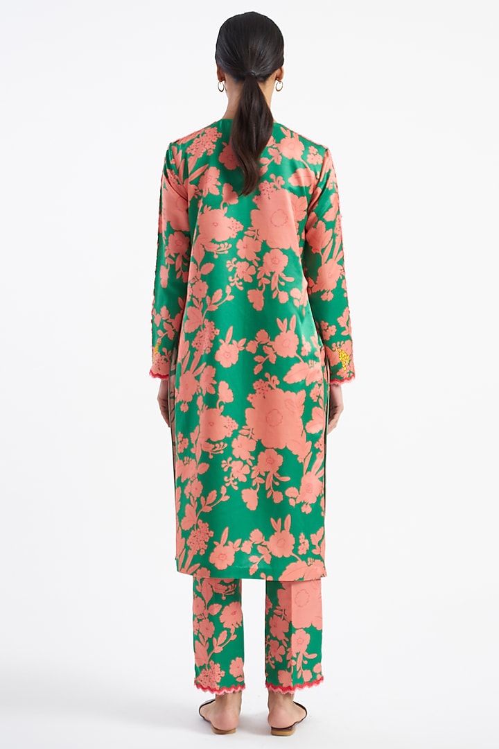Peridot Green Floral Printed Kurta Set by Kshitij Jalori at Pernia's Pop Up Shop