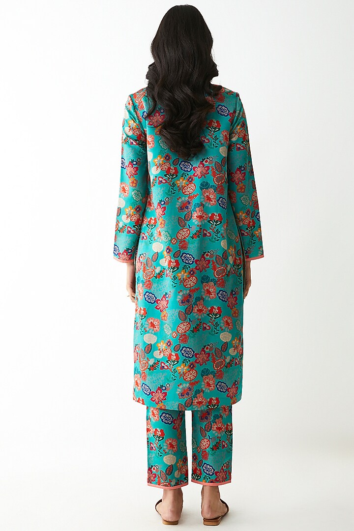 Mint Green Digital Printed Kurta Set by Kshitij Jalori at Pernia's Pop Up Shop