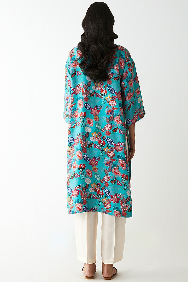 Mint Blue Digital Printed Kurta Set by Kshitij Jalori at Pernia's Pop Up Shop