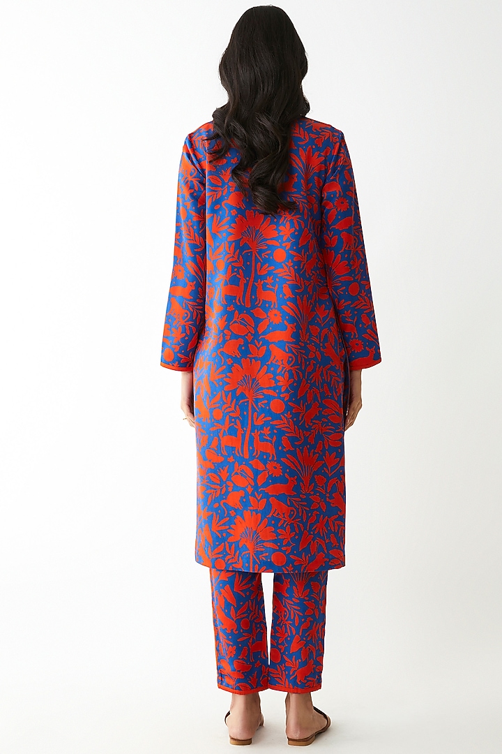 Blue Digital Printed Kurta Set by Kshitij Jalori at Pernia's Pop Up Shop