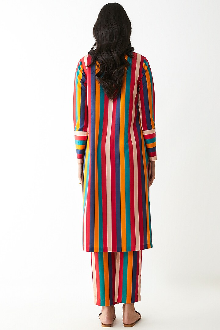 Multi Colored Digital Printed Striped Kurta Set by Kshitij Jalori at Pernia's Pop Up Shop