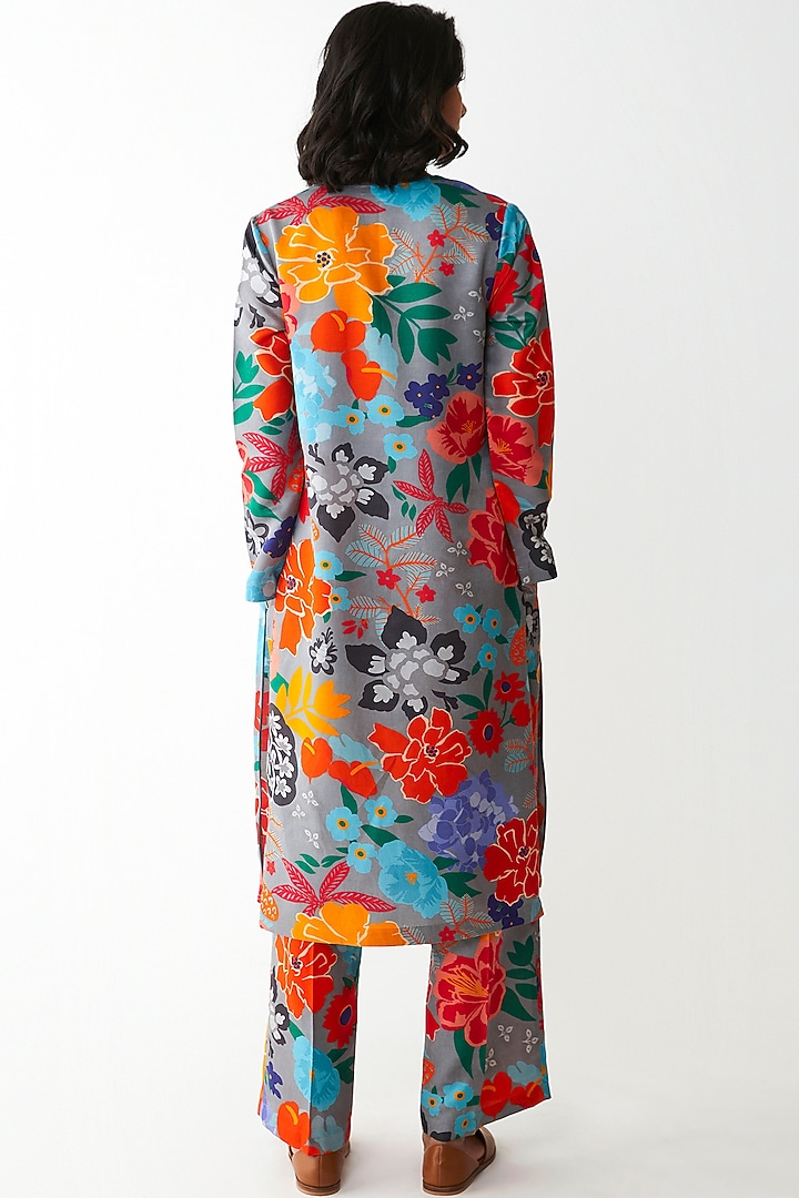 Grey Digital Printed Kurta Set by Kshitij Jalori at Pernia's Pop Up Shop