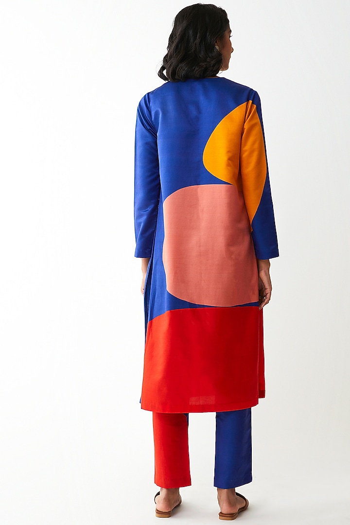 Blue Digital Printed Kurta Set by Kshitij Jalori at Pernia's Pop Up Shop
