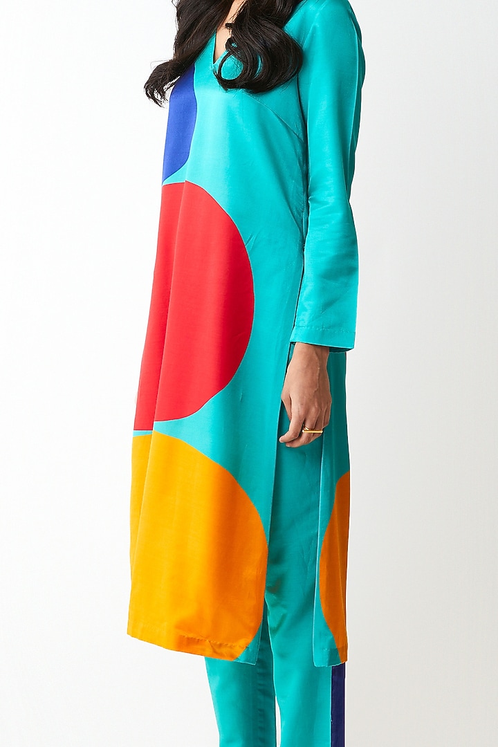 Mint Digital Printed Kurta With Pants by Kshitij Jalori at Pernia's Pop Up Shop
