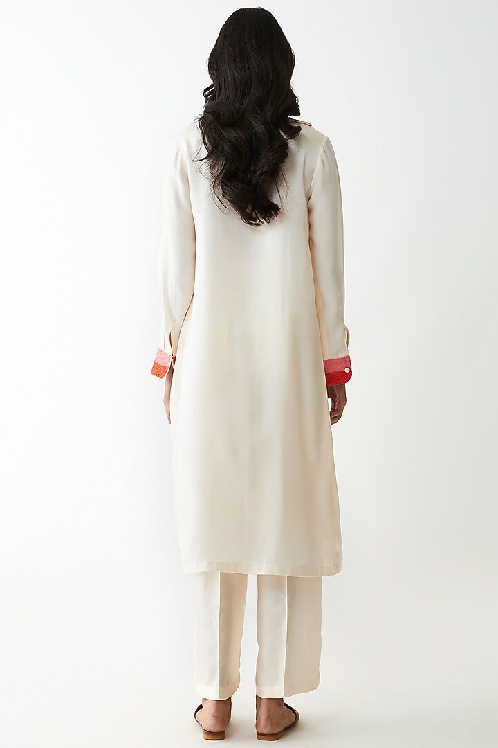 Coconut Sorbet Ivory Kurta With Pants by Kshitij Jalori at Pernia's Pop Up Shop