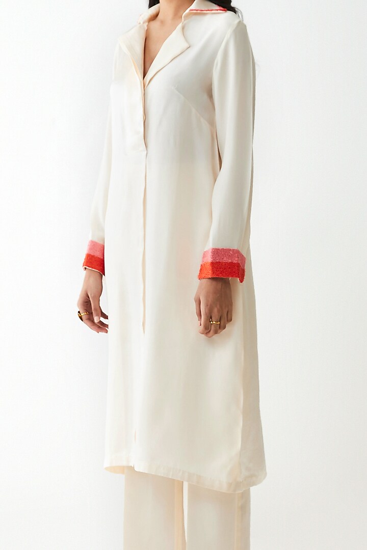 Coconut Sorbet Ivory Kurta With Pants by Kshitij Jalori at Pernia's Pop Up Shop