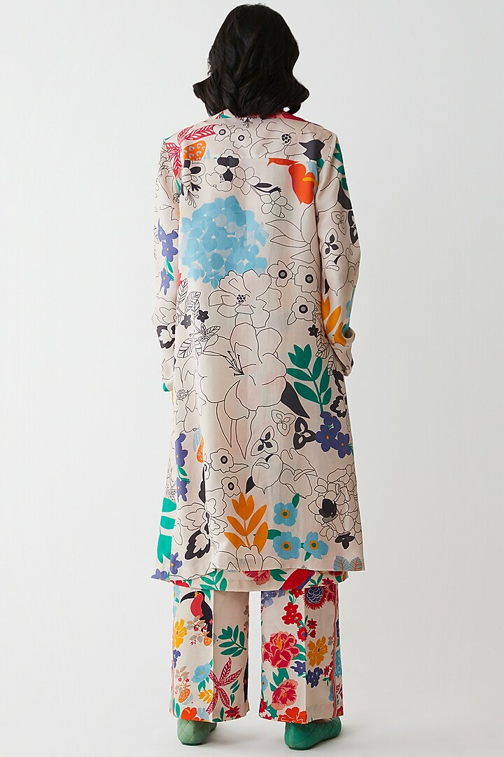 Ivory Floral Printed Jacket by Kshitij Jalori at Pernia's Pop Up Shop